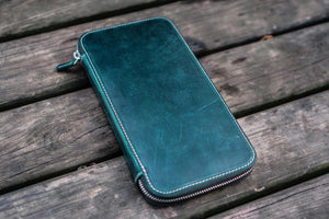 Leather Zippered Hobonichi Weeks Mega Cover - Crazy Horse Forest Green