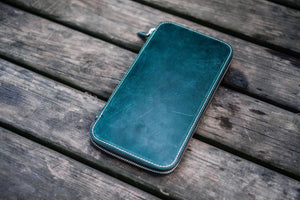 Leather Zippered Hobonichi Weeks Mega Cover - Crazy Horse Forest Green