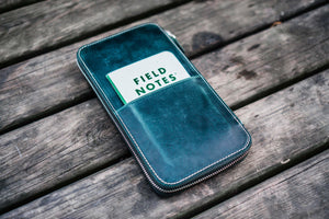 Leather Zippered Hobonichi Weeks Mega Cover - Crazy Horse Forest Green