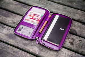Leather Zippered Hobonichi Weeks Mega Cover - Purple