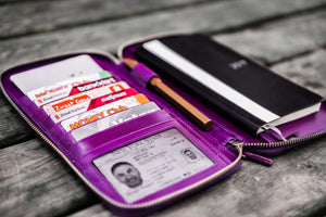 Leather Zippered Hobonichi Weeks Mega Cover - Purple