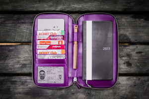 Leather Zippered Hobonichi Weeks Mega Cover - Purple