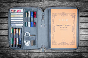 Leather Zippered Leuchtturm1917 B5 & Extra Large Moleskine Folio - Crazy Horse Smoky