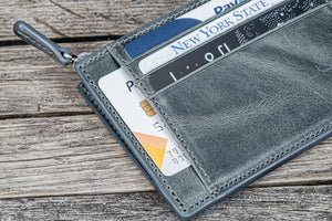 Leather Zippered Mega Mini Wallet - Crazy Horse Smoky
