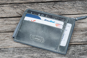 Leather Zippered Mega Mini Wallet - Crazy Horse Smoky