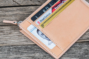 Leather Zippered Mega Mini Wallet - Undyed Leather