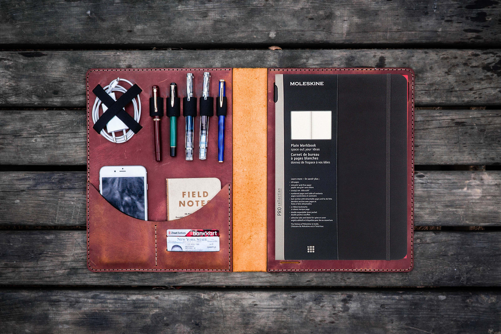 Moleskine Professional Workbook A4 Cover - Leather Compendium - Crazy Horse Tan