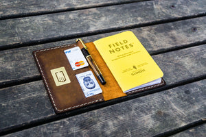 No.33 Personalized Leather Field Notes Cover - Crazy Horse Brown