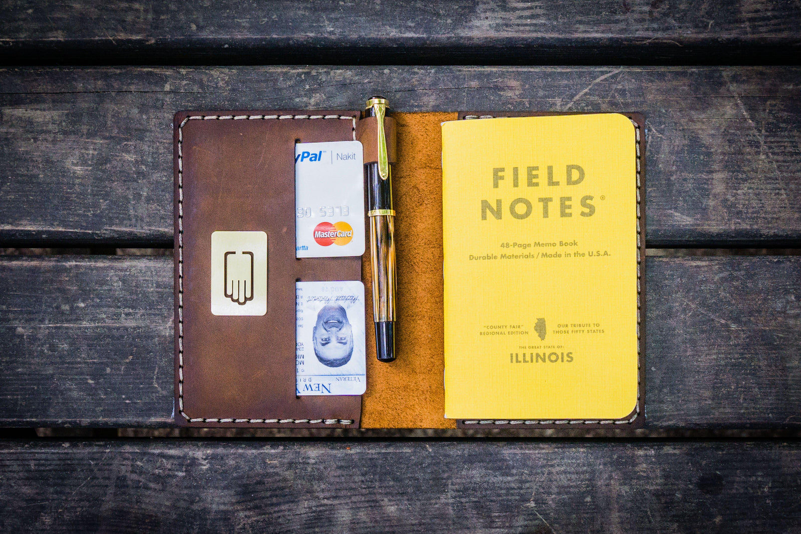 No.33 Personalized Leather Field Notes Cover - Crazy Horse Brown