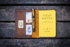 No.33 Personalized Leather Field Notes Cover - Crazy Horse Brown
