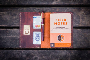 No.33 Personalized Leather Field Notes Cover - Crazy Horse Orange