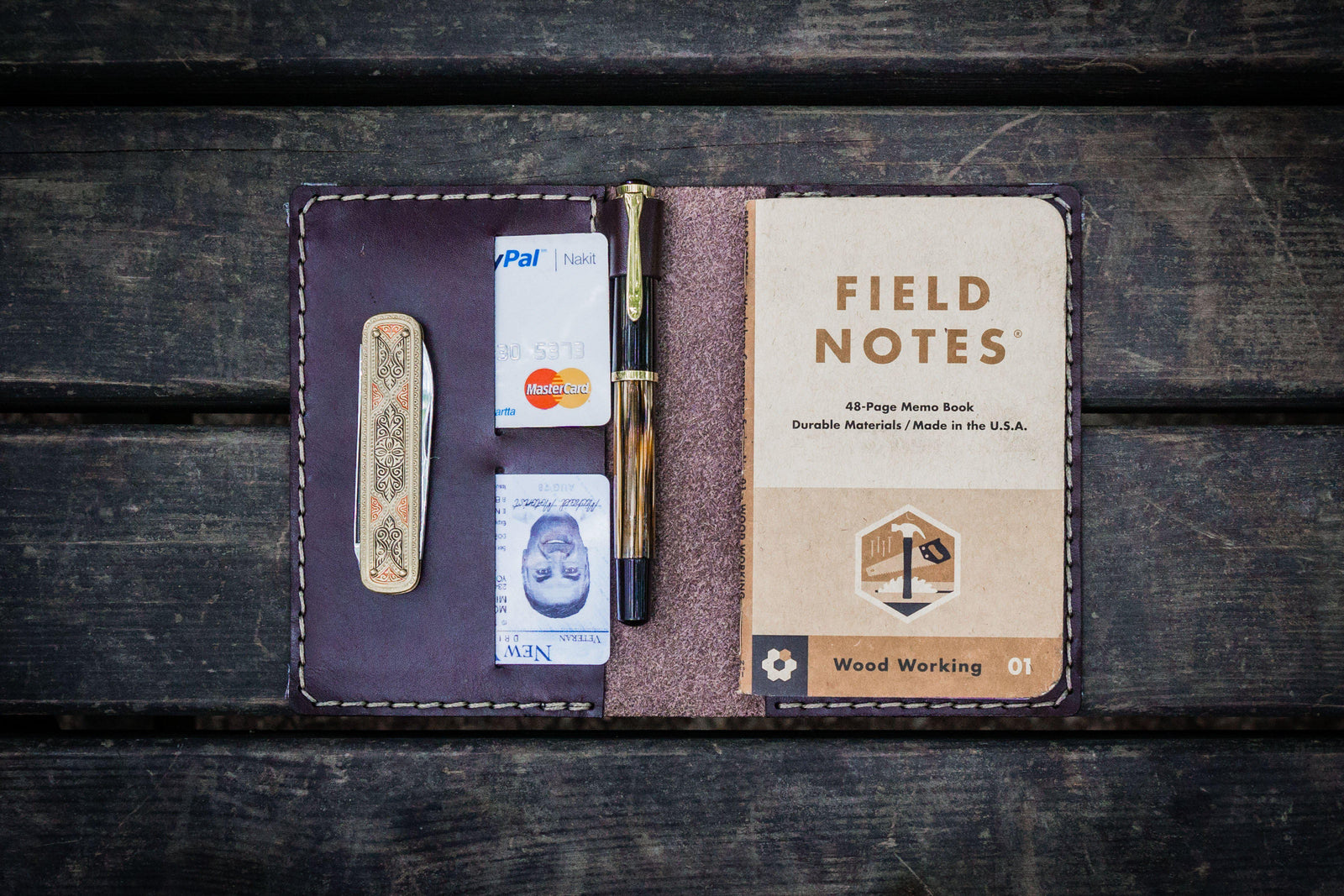 No.33 Personalized Leather Field Notes Cover - Dark Brown