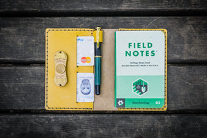 No.33 Personalized Leather Field Notes Cover - Yellow