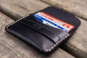 No.36 Personalized Basic Flap Handmade Leather Wallet - Black
