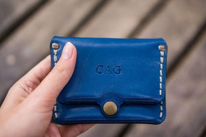 No.38 Personalized Minimalist Hanmade Leather Wallet - Blue