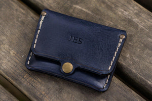 No.38 Personalized Minimalist Hanmade Leather Wallet - Navy Blue