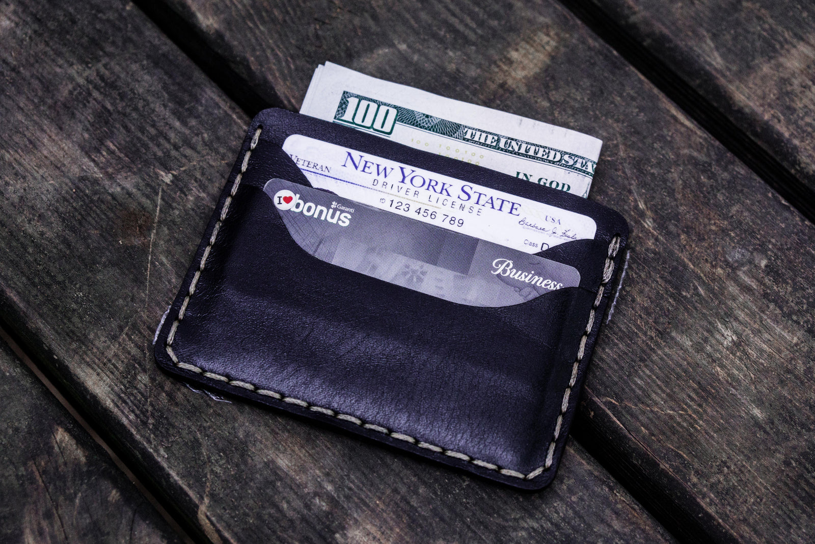 No.40 Handmade Leather Slim Card Wallet - Black