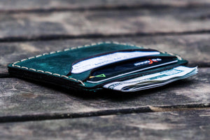 No.40 Handmade Leather Slim Card Wallet - Crazy Horse Forest Green