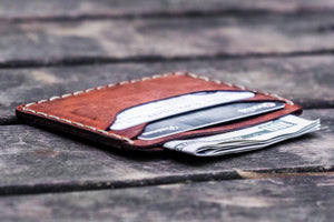 No.40 Handmade Leather Slim Card Wallet - Crazy Horse Orange