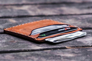 No.40 Handmade Leather Slim Card Wallet - Crazy Horse Tan