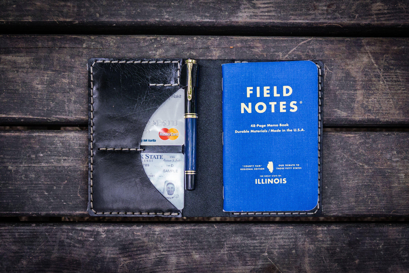 No.44 Personalized Leather Field Notes Cover - Black