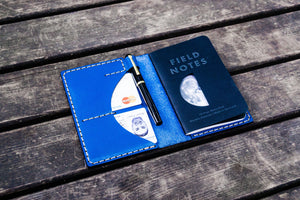 No.44 Personalized Leather Field Notes Cover - Blue