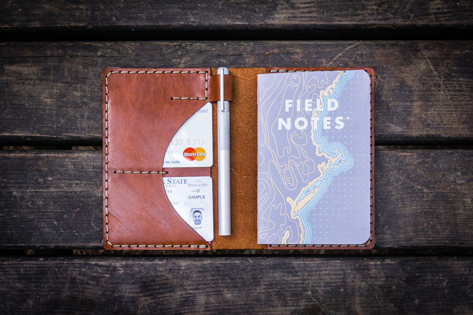 No.44 Personalized Leather Field Notes Cover - Chocolate Brown