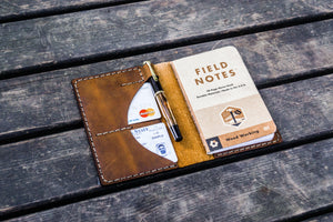 No.44 Personalized Leather Field Notes Cover - Crazy Horse Brown