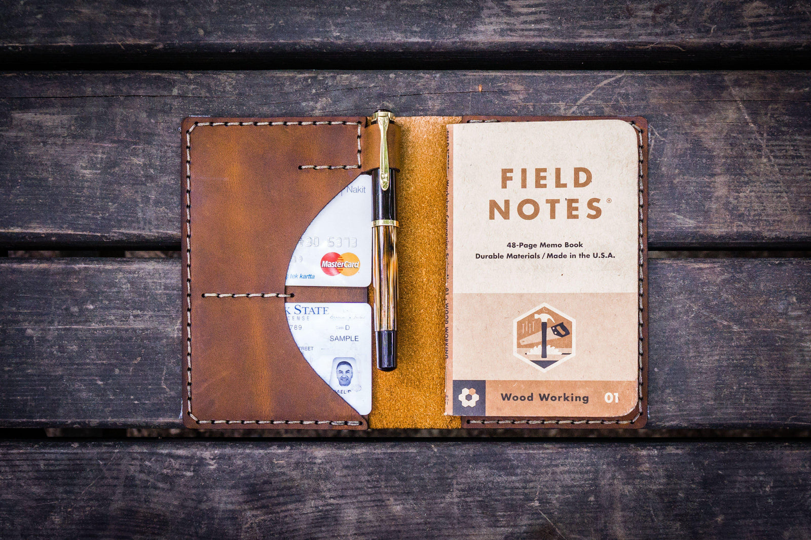 No.44 Personalized Leather Field Notes Cover - Crazy Horse Brown