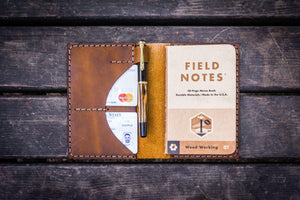 No.44 Personalized Leather Field Notes Cover - Crazy Horse Brown