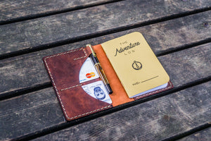 No.44 Personalized Leather Field Notes Cover - Crazy Horse Orange