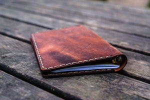 No.44 Personalized Leather Field Notes Cover - Crazy Horse Orange