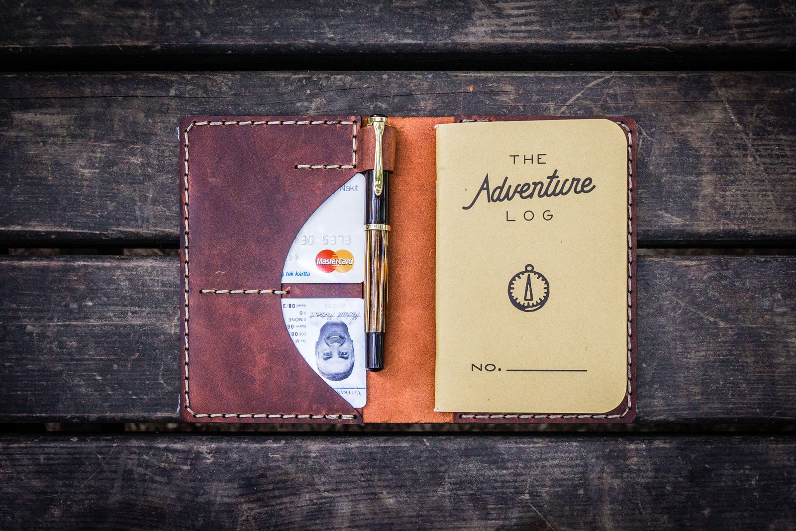No.44 Personalized Leather Field Notes Cover - Crazy Horse Orange