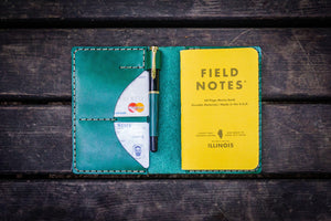 No.44 Personalized Leather Field Notes Cover - Green