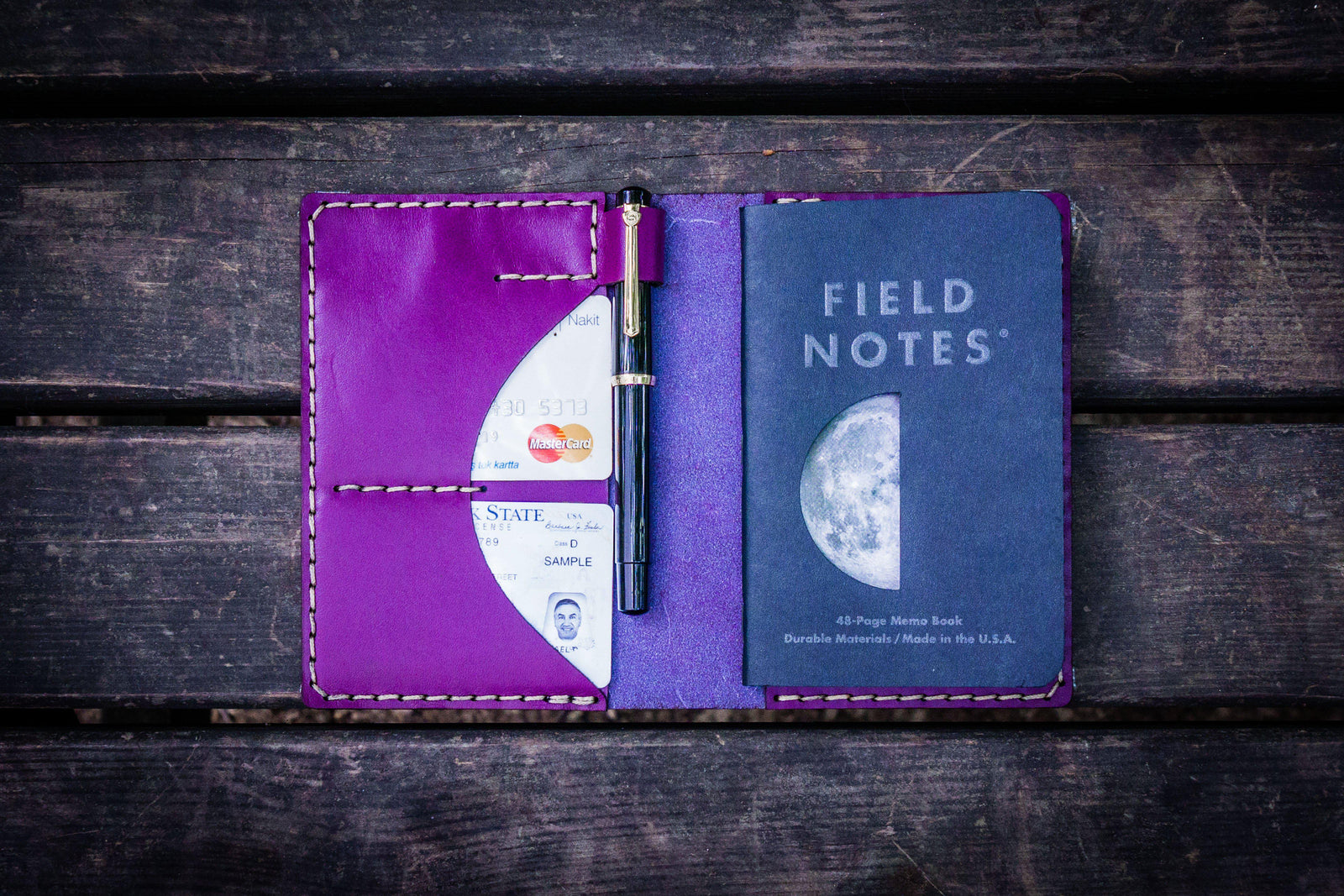 No.44 Personalized Leather Field Notes Cover - Purple