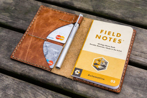 No.44 Personalized Leather Field Notes Cover - Rustic Brown