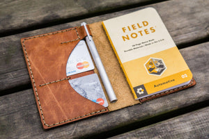 No.44 Personalized Leather Field Notes Cover - Rustic Brown