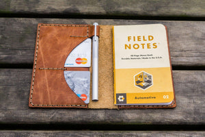 No.44 Personalized Leather Field Notes Cover - Rustic Brown