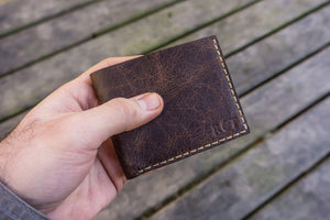 No.48 Personalized Handmade Leather Wallet - Rustic Dark Brown