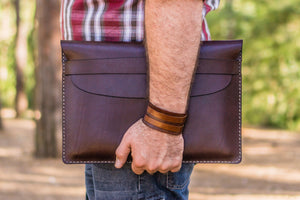 Personalized Leather MacBook Sleeves - Dark Brown