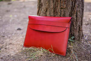 Personalized Leather MacBook Sleeves - Red