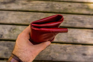 Personalized Leather Pen Roll - Red