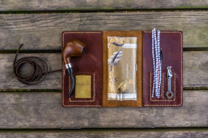 Personalized Leather Pipe Pouch/Pipe Roll - Brown