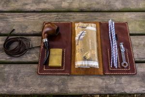 Personalized Leather Pipe Pouch/Pipe Roll - Brown