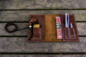 Personalized Leather Pipe Pouch/Pipe Roll - Brown