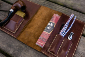 Personalized Leather Pipe Pouch/Pipe Roll - Brown