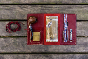 Personalized Leather Pipe Pouch/Pipe Roll - Red