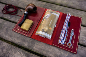 Personalized Leather Pipe Pouch/Pipe Roll - Red
