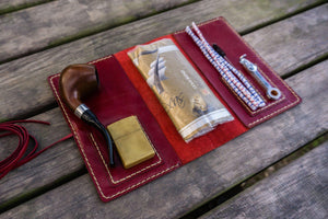 Personalized Leather Pipe Pouch/Pipe Roll - Red