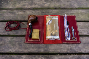 Personalized Leather Pipe Pouch/Pipe Roll - Red